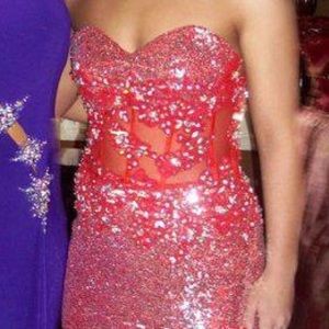 Red corset prom dress